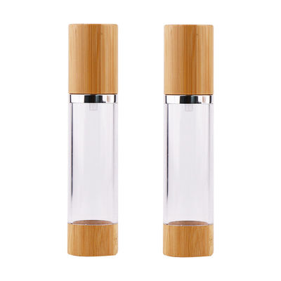 Plastic Dispenser Lotion Cosmetic Airless Bottle With Bamboo Pump