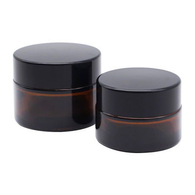 5g 20g 4oz 8oz Cosmetic Glass Jars Black Cap Amber Apothecary Jars